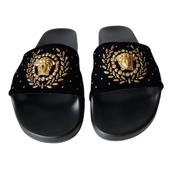 BNWT Versace Black Suede Medusa Slides. 
Size 37. 
+ Dust Bag & Box. - Picture 3 of 7